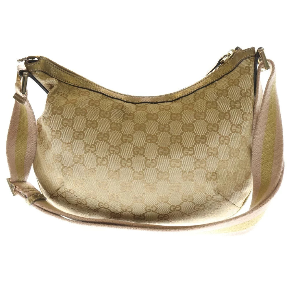 Gucci Bag Beige GG Pink Canvas Shoulder Handbag